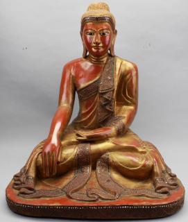 Appraisal: Large th C Seated Wooden Buddha Burma th C Seated