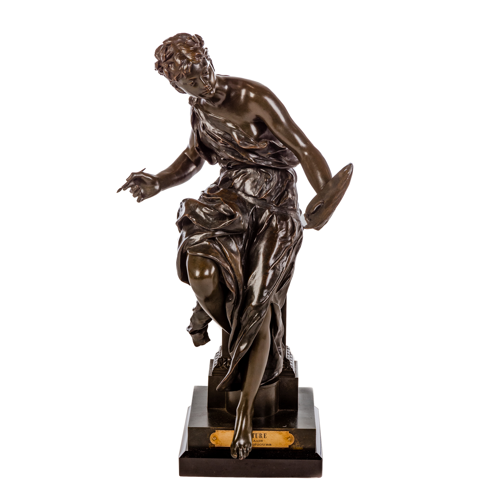 Appraisal: JEAN PAUL AUBE LA PEINTURE BRONZE French - Classical muse