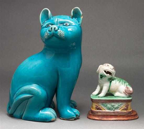 Appraisal: Chinese Export turquoise glaze porcelain cat and a similar foo