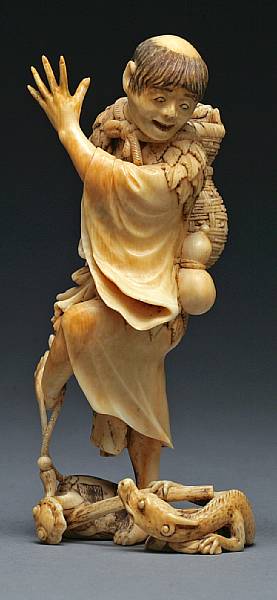 Appraisal: Japanese Works of ArtNetsuke and Okimono Late th Century Wearing