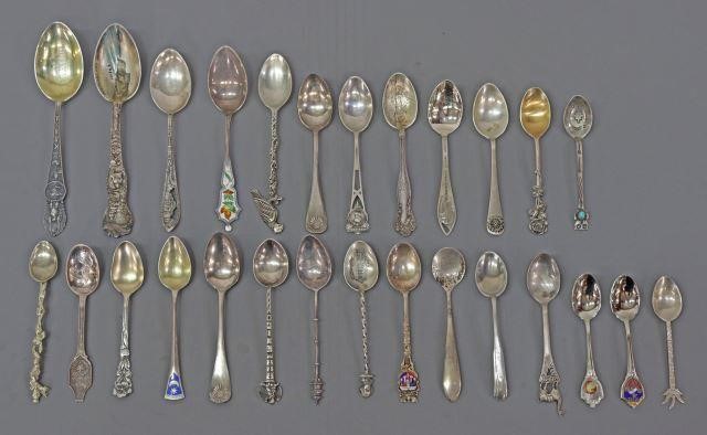 Appraisal: lot of Sterling silver souvenir teaspoons and demitasse spoons highlights