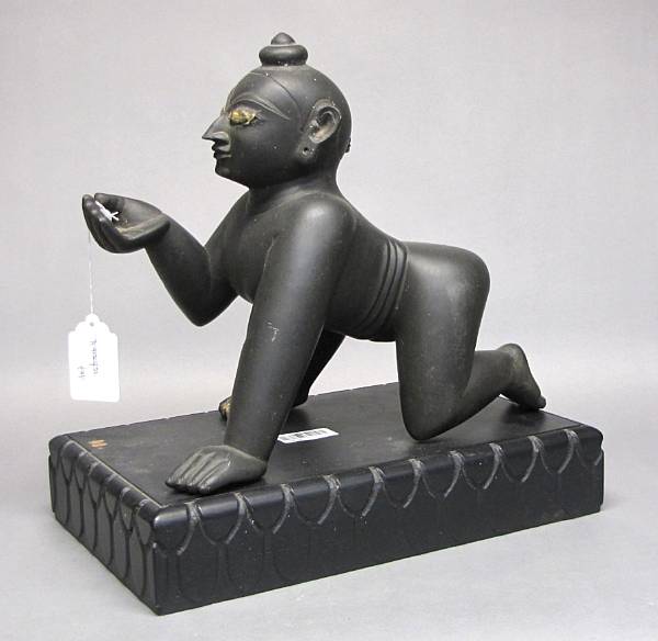 Appraisal: An Indian black stone figure of Krishna Orissa th th