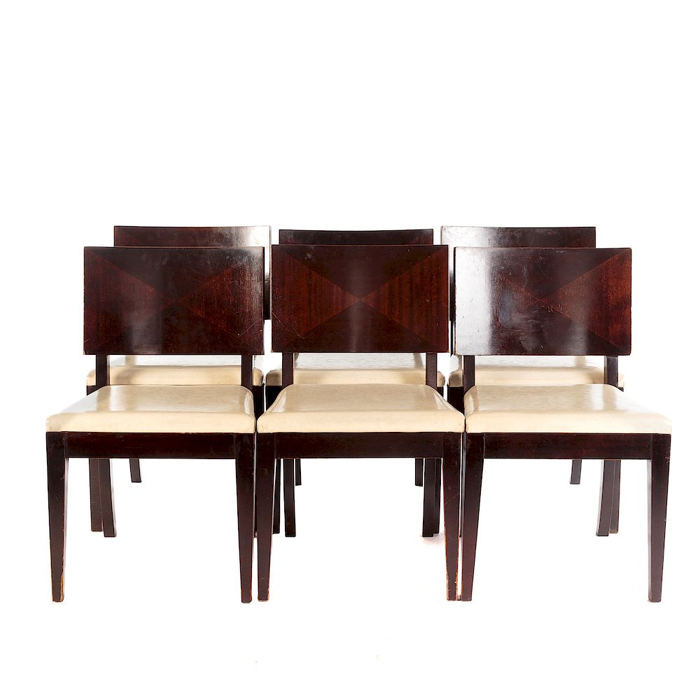 Appraisal: Set of Six Art Deco Style Mahogany Dining Chairs Circa