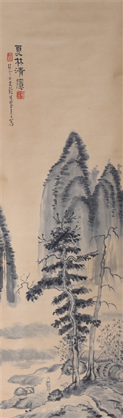 Appraisal: Chinese ink and color on paper painting of a mountain