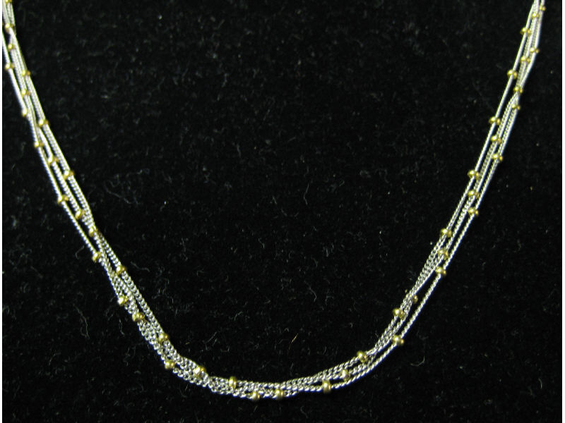 Appraisal: BEADED NECK CHAIN k triple curb link chain necklace with