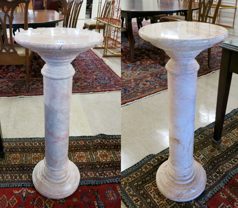 Appraisal: A PAIR OF ITALIAN PINK PERLINO MARBLE PEDESTALS Dimensions H