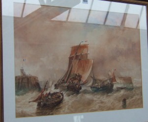 Appraisal: Alfred Herbert d Running into Calais on the tide watercolour