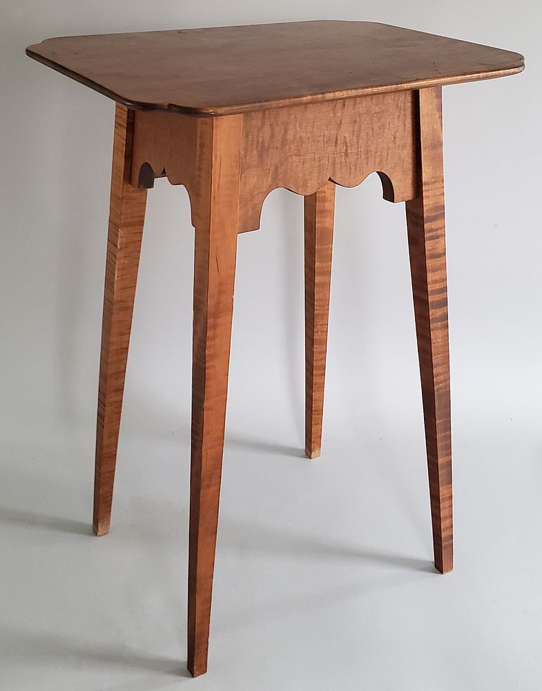 Appraisal: American Tiger Maple Splay Leg Side Table American Tiger Maple