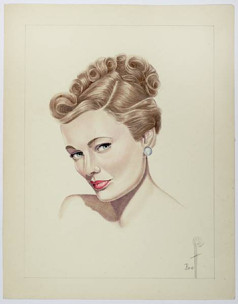 Appraisal: A group of drawings depicting female movie stars by Braff