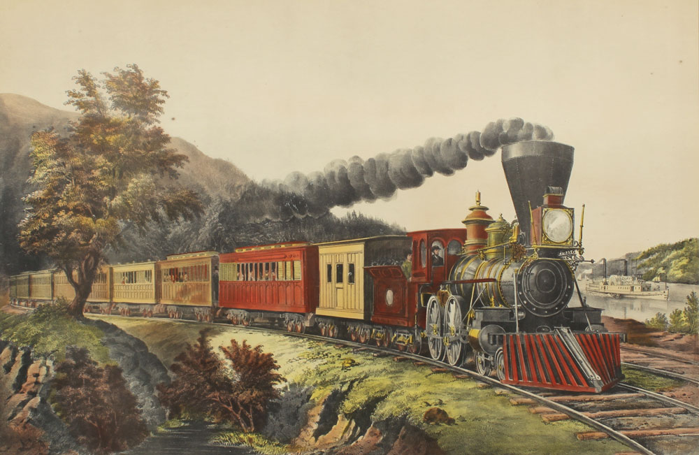 Appraisal: CURRIER AND IVES LITHOGRAPH ''AMERICAN EXPRESS TRAIN'' '' x ''