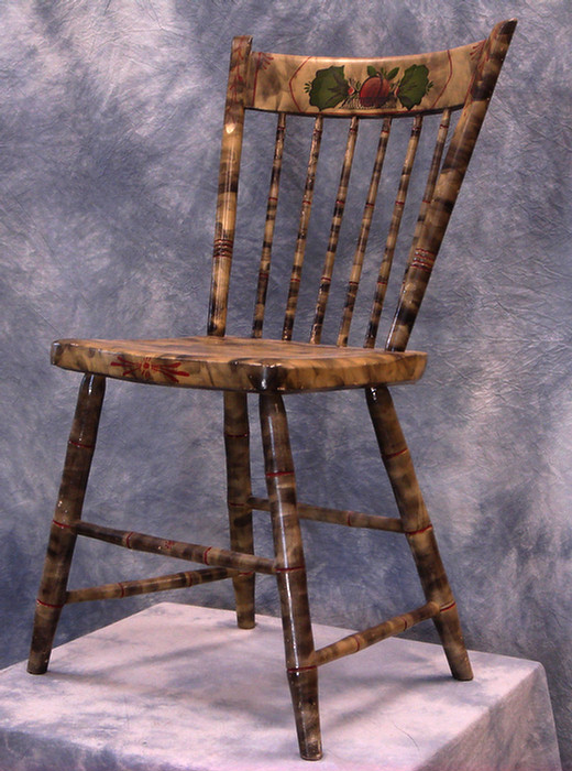 Appraisal: Bamboo turned Windsor side chair later smoked paint finish with