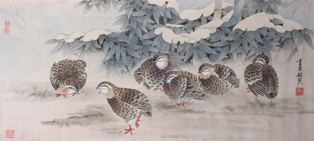 Appraisal: Chinese ink and color on paper painting mounted as scroll