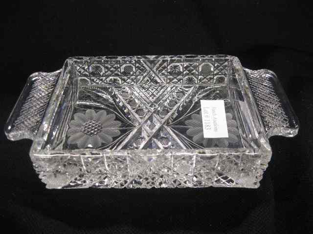 Appraisal: Cut Glass Sardine Dish daisy button variant '' x ''