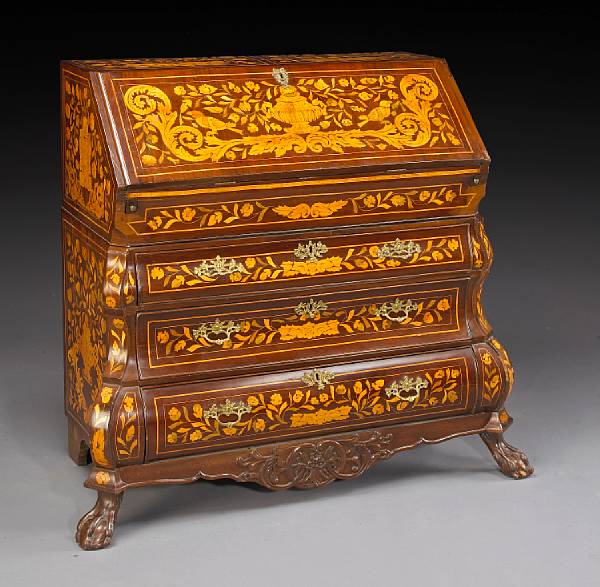 Appraisal: A Dutch Neoclassical style marquetry and walnut desk first half