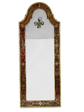 Appraisal: An th century French verre eglomise pier glass of arched