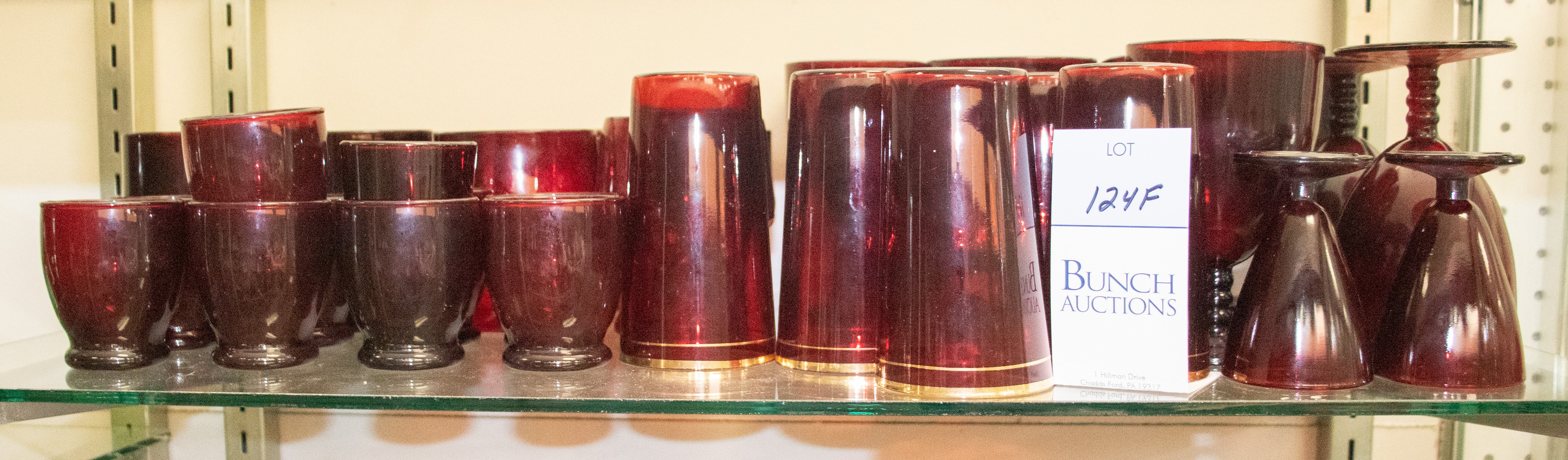 Appraisal: Ruby red drinking glasses c o - goblets - tumblers