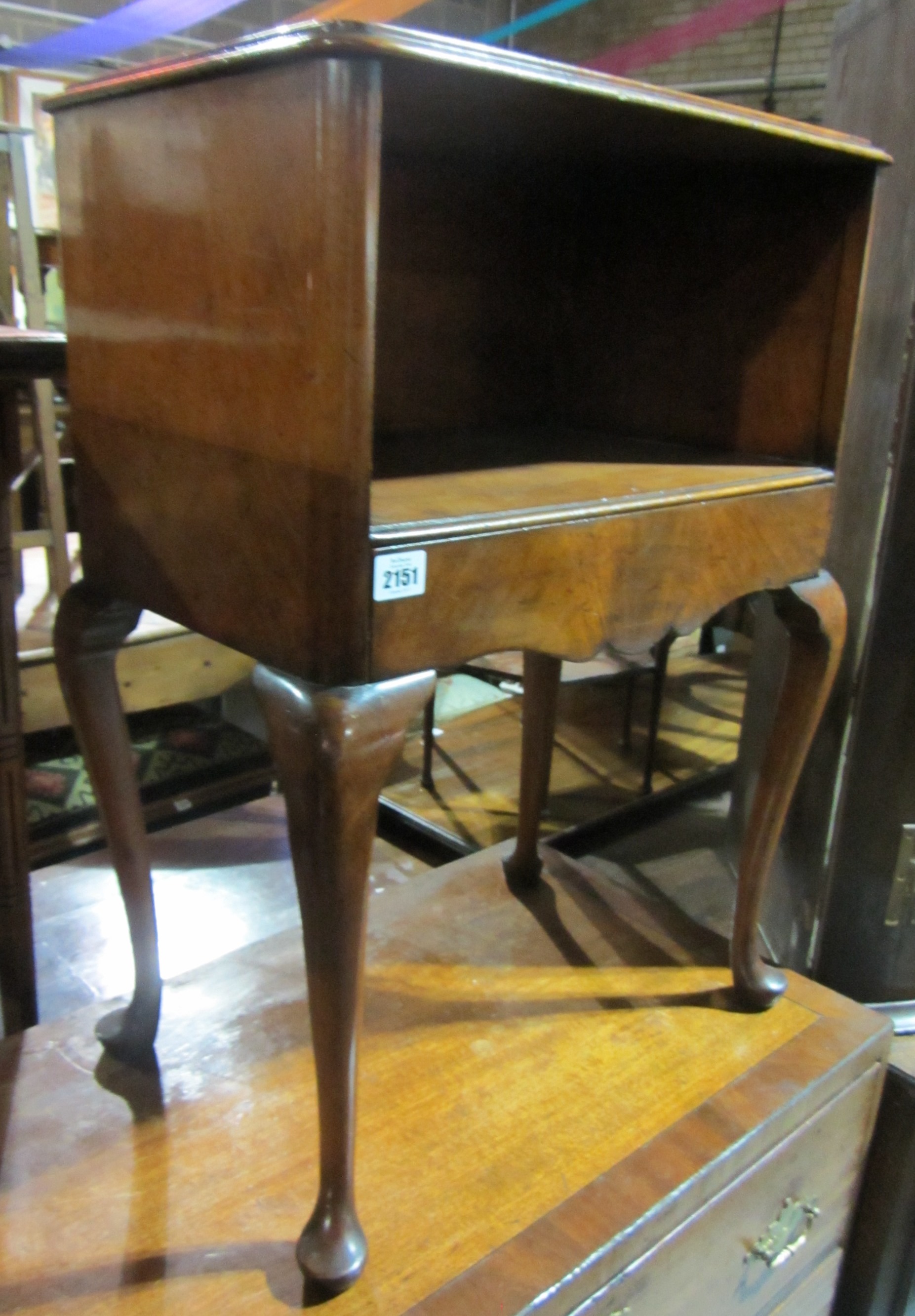 Appraisal: A th century fruitwood bedside cabinet and a walnut fret