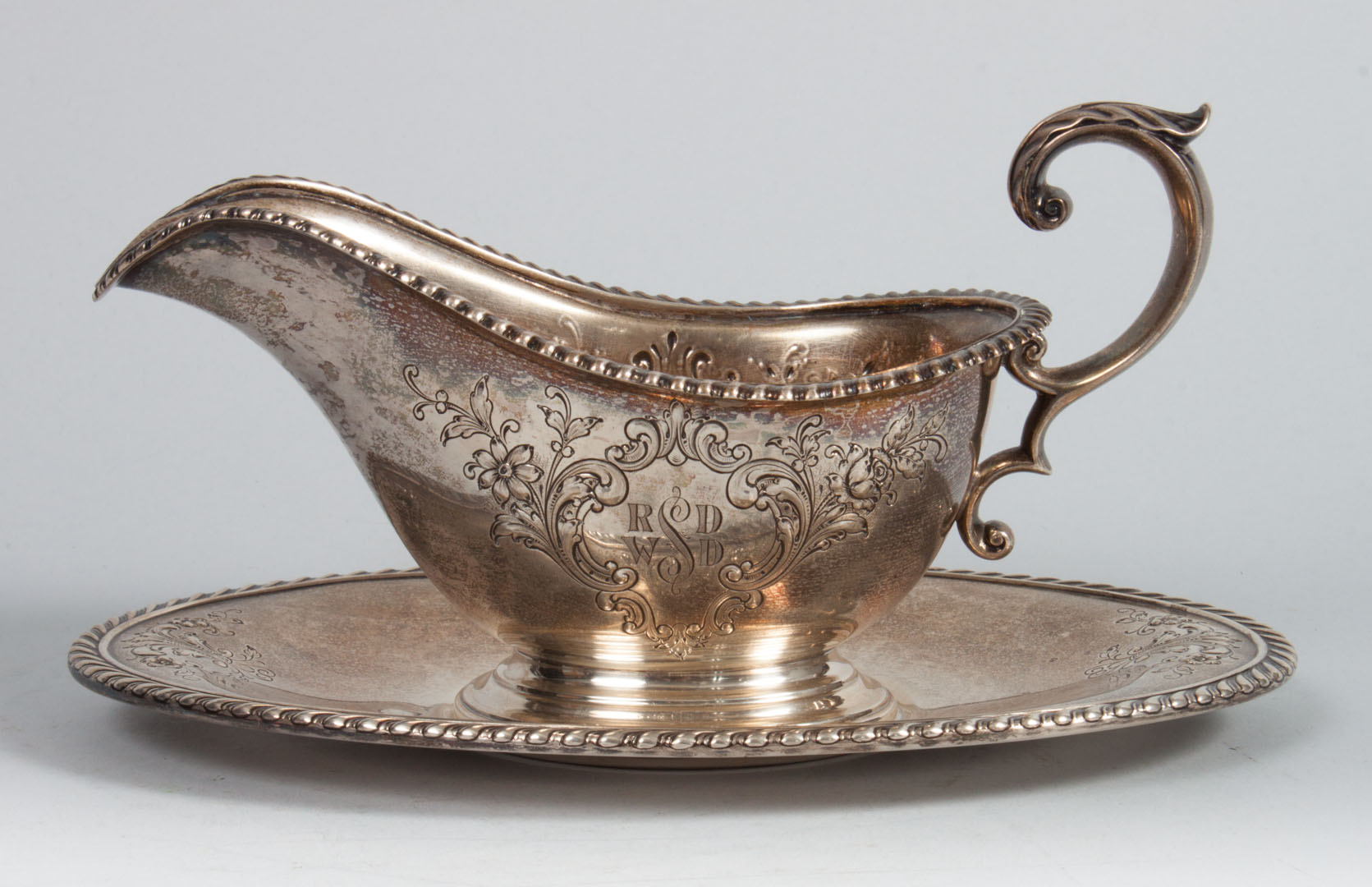 Appraisal: Gorham sterling silver gravy boat under tray dated pattern and