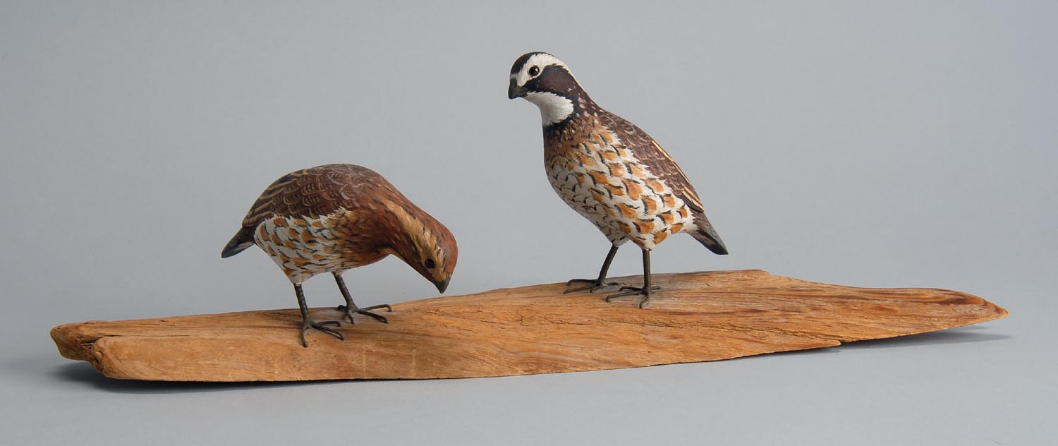 Appraisal: PAIR OF MINIATURE BOBWHITE QUAIL By Mark Holland of Brewster