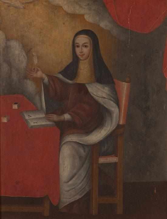 Appraisal: Spanish Colonial School late th century Saint Theresa at Her