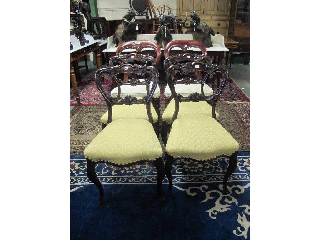 Appraisal: Set of four Victorian rosewood dining chairs and two others