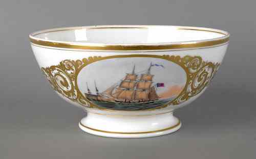 Appraisal: English porcelain bowl of nautical interest dated depicting the Brig