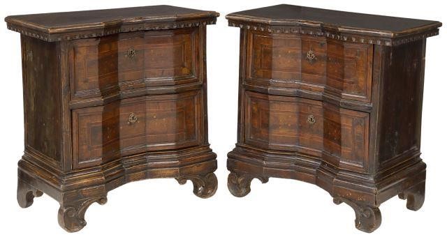 Appraisal: pair Italian Baroque style bedside cabinets having shaped top over