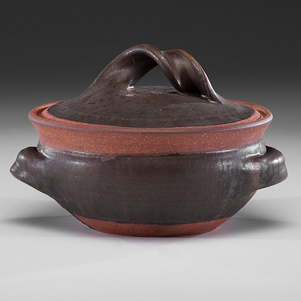 Appraisal: Flame-Proof Covered Vessel ca Wood-fired stoneware ht dia in Artist