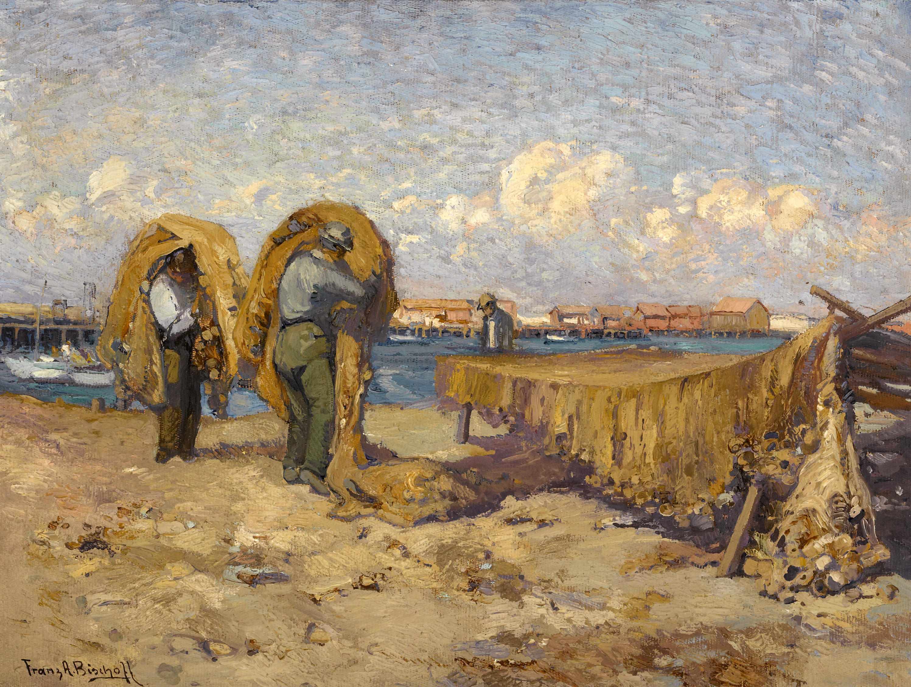 Appraisal: Franz Arthur Bischoff American - Mending nets San Pedro signed