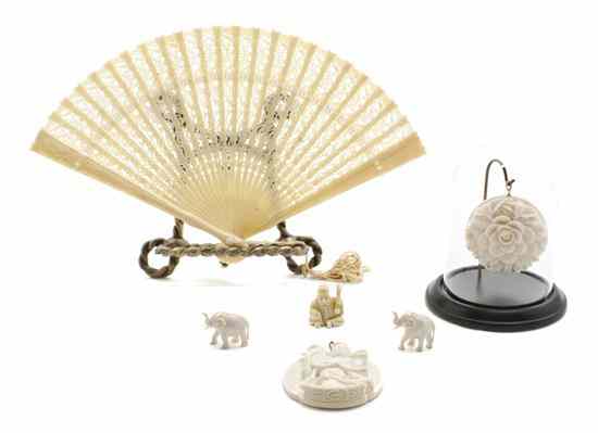 Appraisal: A Collection of Five Ivory Articles comprising two medallions one