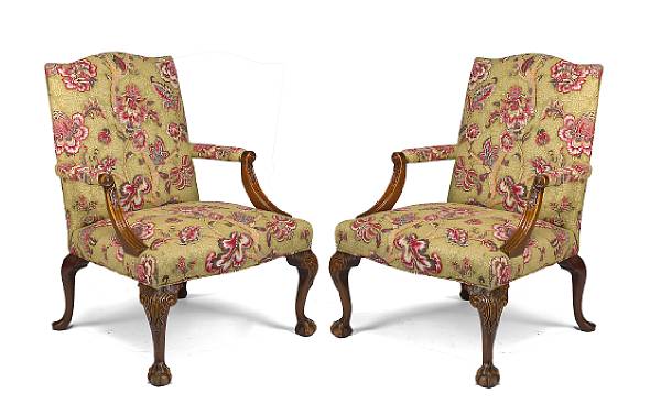 Appraisal: A pair of George III style mahogany armchairs height in