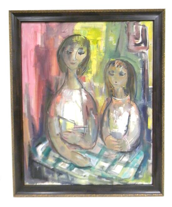 Appraisal: Marion Huse American - Mother daughter Card Game oil on