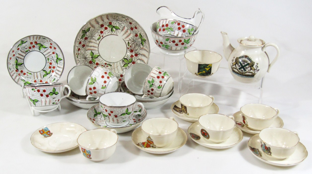 Appraisal: A thC Staffordshire pottery part tea service to include serving