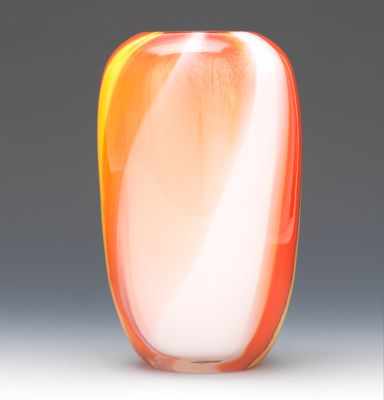 Appraisal: Dominick Labino American - Orange white and yellow cased glass