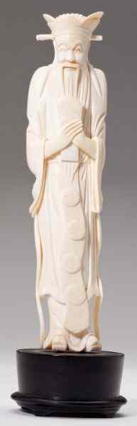 Appraisal: Chinese Ivory Scholar Figurineunsigned depicts an elderly man holding a