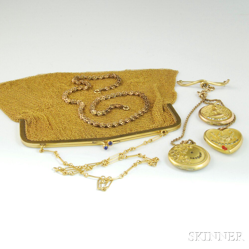 Appraisal: Small Group of Art Nouveau Gilt and Gold-filled Jewelry a