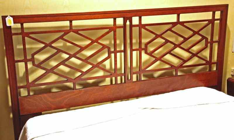 Appraisal: Chinese Chippendale Style Headboardby Council Craftsman solid mahogany pierced back