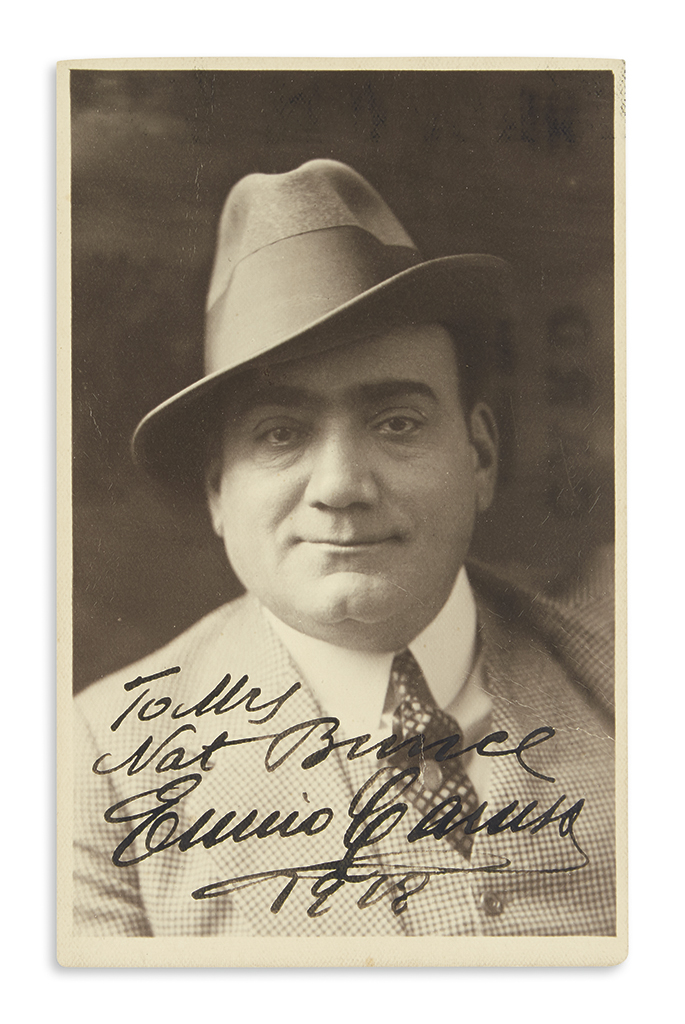 Appraisal: CARUSO ENRICO Photograph postcard Signed and Inscribed To Mrs Nat