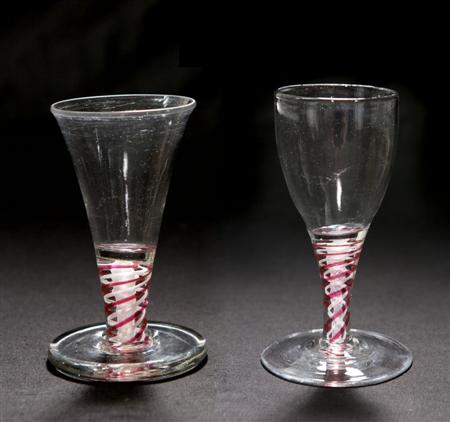 Appraisal: Two drinking glasses th century a short ale glass with