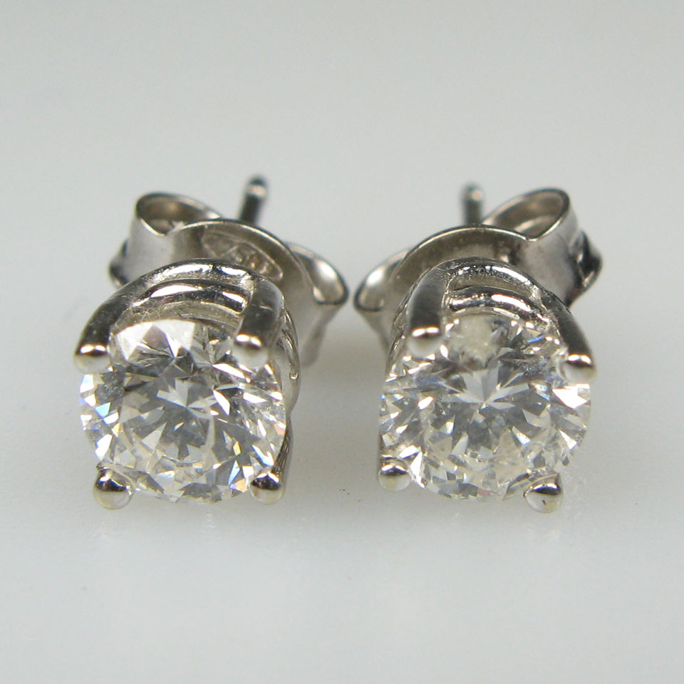 Appraisal: Pair Of k White Gold Stud Earrings each set with