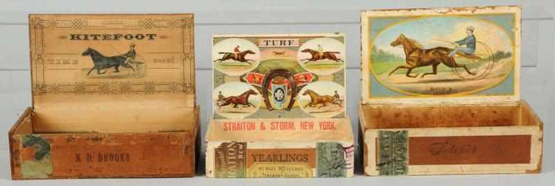 Appraisal: Lot of Horse-Themed Cigar Boxes Circa s Inner titles include