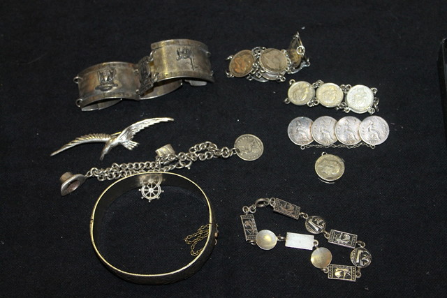 Appraisal: A COLLECTION OF MISCELLANEOUS including bracelets made from pre silver