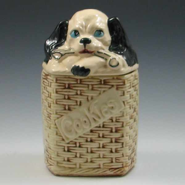 Appraisal: McCoy Basket Weave Dog Cookie Jar marked McCoy USA two