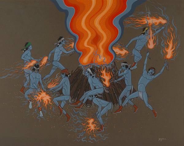 Appraisal: Property of various owners Navajo Fire Dance gouache on board