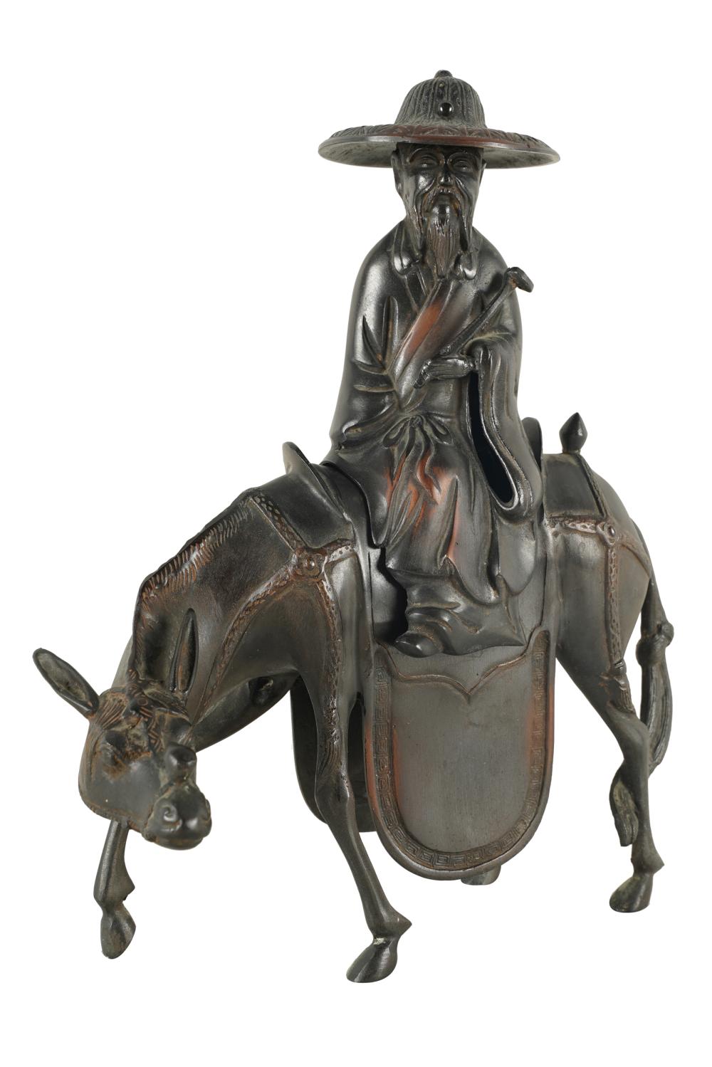 Appraisal: CHINESE BRONZE FIGURE HORSE RIDERCondition scratches and rubbed wear to