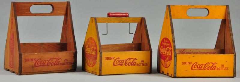 Appraisal: Lot of Wooden Coca-Cola Six-Pack Carriers Description Circa s and