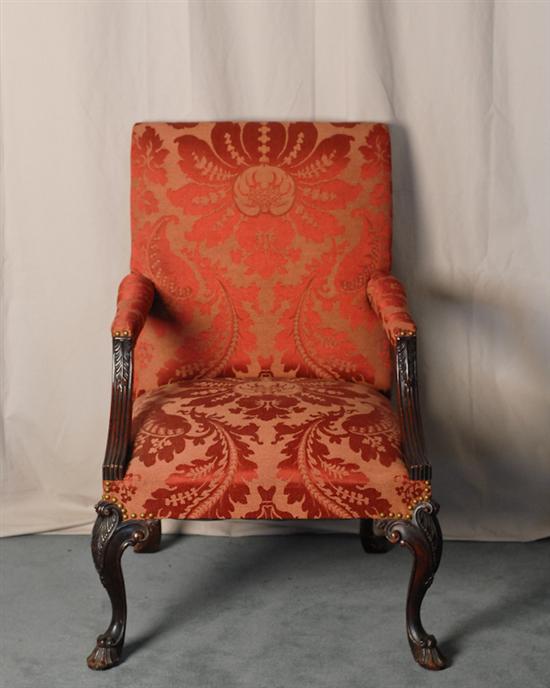 Appraisal: A Regency Library Chair having a mahogany frame with curved