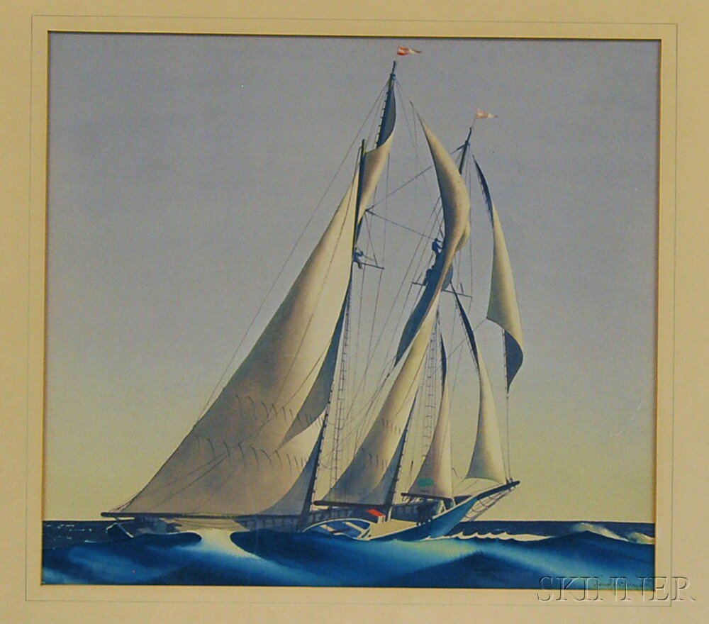 Appraisal: Sandor Bernath American - Sailboat in a Stiff Breeze Signed