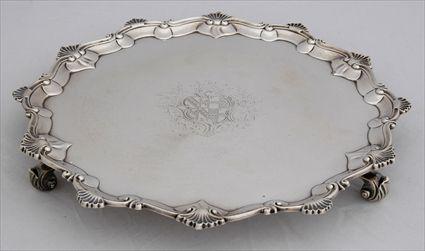 Appraisal: GEORGE III ARMORIAL SILVER SALVER Marked E C London the