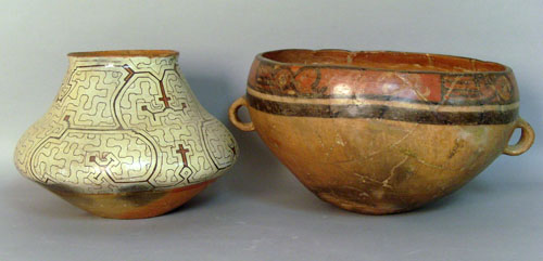 Appraisal: South American pottery bowl h dia together with an olla